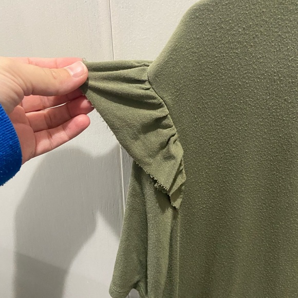 Olive Ruffle Maternity Shirt - Picture 3 of 5